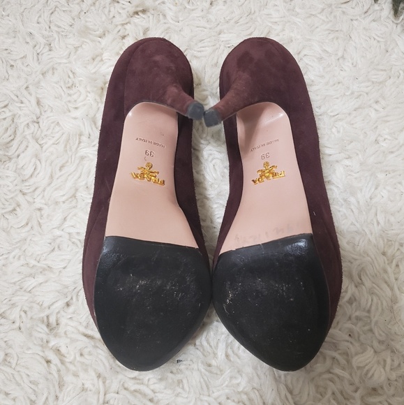 Prada Peep Toe Suede Pumps - Picture 7 of 8